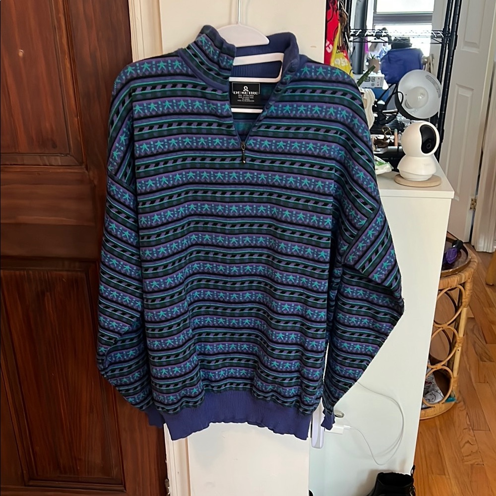 Vintage Colorful Quarter Zip Ski Vibe Sweater